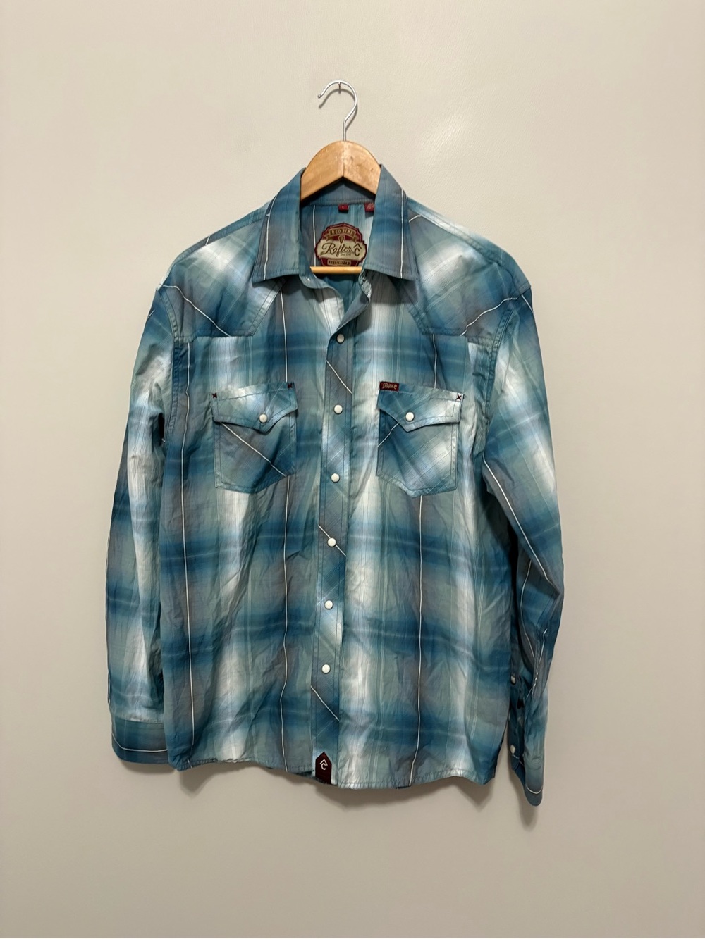 Rafte C Red Dirt Collection Blue Plaid Outdoor Western Snap Button Shirt